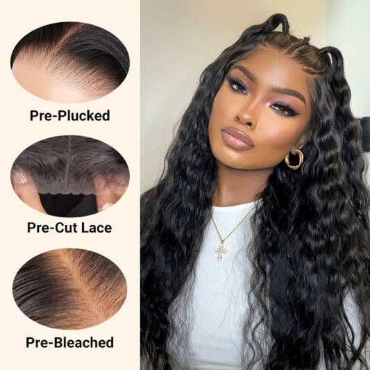 Ready & Go Wigs Pre-Styled Crimp 13x6 HD Frontal Wigs Braiding Human Hair 250% Density