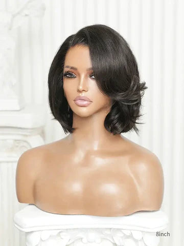 8-inch Bob Human Hair Fake Scalp Wig