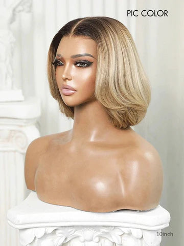 Short Bob Wigs Blonde With Dark Roots Wig