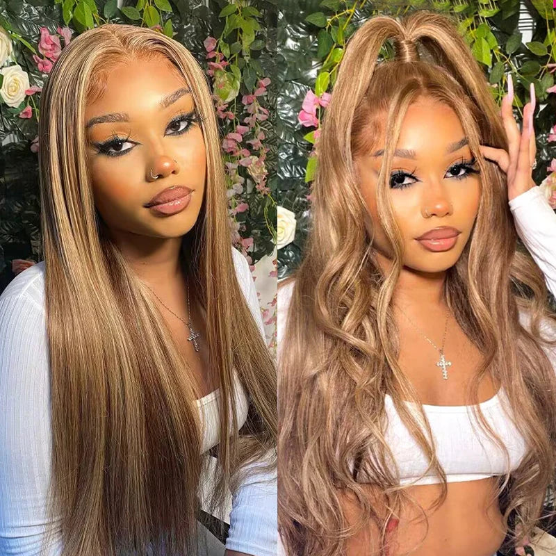 M-Cap Highlight Brown Color 9x6 Lace Wear Go Glueless Wig Pre Plucked Natural Hairline With Mini Knots