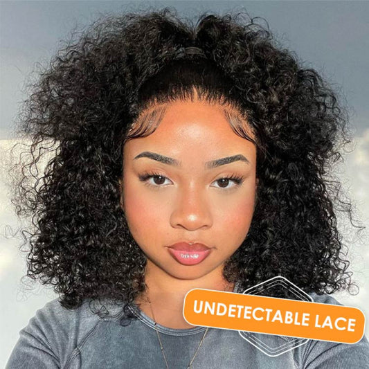 Short Curly Lace Closure Human Hair Wigs With Natural Hairline