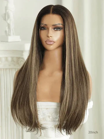 Brown Hair Natural Looking Highlighted Wig