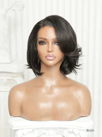 8-inch Bob Human Hair Fake Scalp Wig