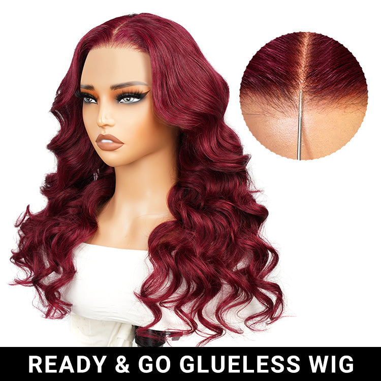 Glueless Ready To Go Wigs - 99J Burgundy Body Wave