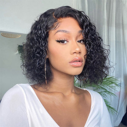 Side Part Water Wave Bob Wig Undetectable Lace Wigs