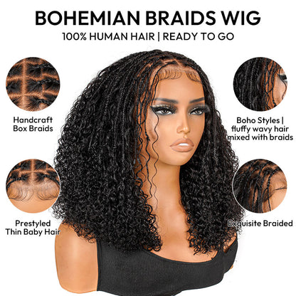 Boho Braided Wig Curly Ready to Go Glueless 5x5