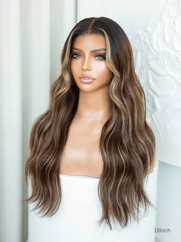 Brown Hair With Blonde Highlights Glueless Wig