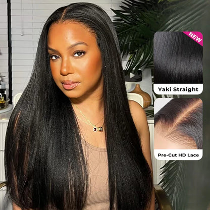 M-Cap Wear Go 9x6 Silky Straight & Yaki Straight HD Lace Glueless Wig Pre Bleached Tiny Knots Wig