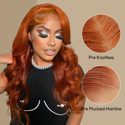 Ginger Copper Color Wig Body Wave Pre-cut 7x5