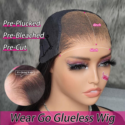 Bob Water Wave Wear Go Glueless Lace Closure Wigs Pre Plucked HD Lace Wig with Natural Hairline