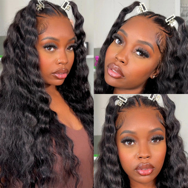 Ready & Go Wigs Pre-Styled Crimp 13x6 HD Frontal Wigs Braiding Human Hair 250% Density