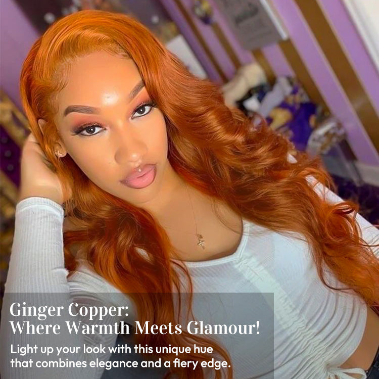 Ginger Copper Color Wig Body Wave Pre-cut 7x5