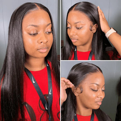 PreMax Wigs  Super Natural Hairline Silky Straight Glueless 13x4 Frontal Lace Wig Human Hair Pre-Cut Lace