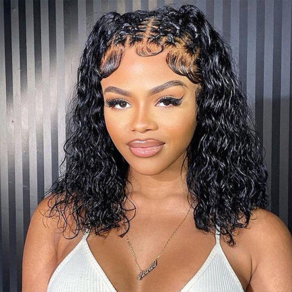 Side Part Water Wave Bob Wig Undetectable Lace Wigs