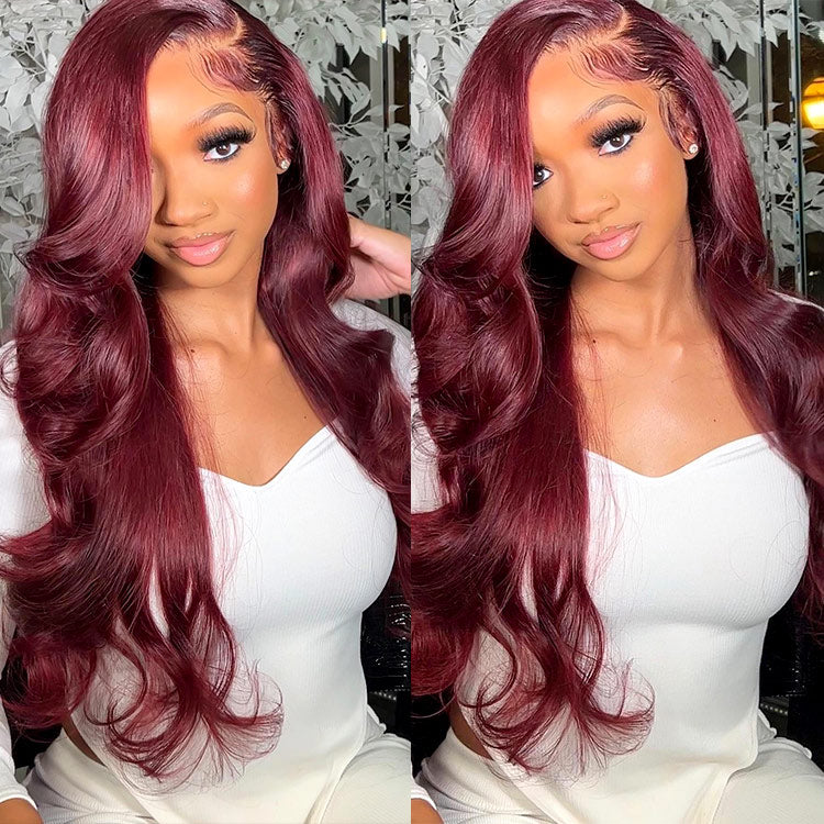 Glueless Ready To Go Wigs - 99J Burgundy Body Wave