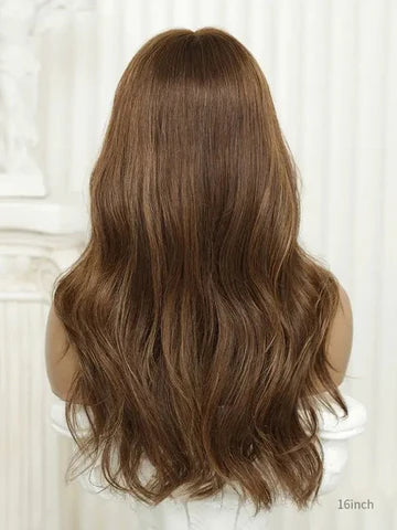 Human Hair Brown Highlights Glueless Wig