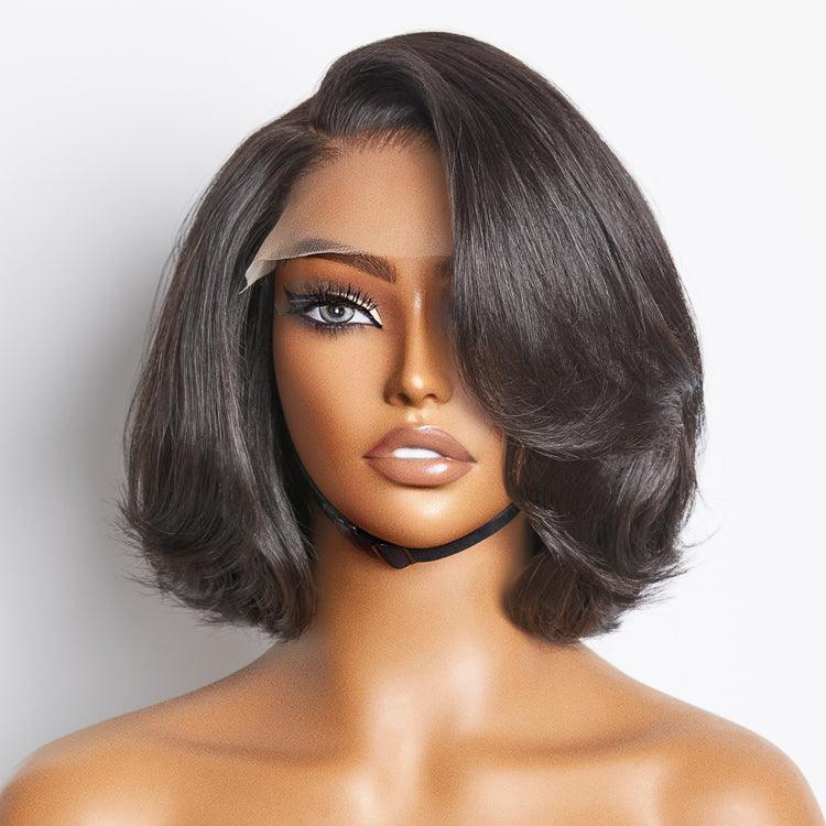 Limited Design  Toffee Brown Mix Blonde  Natural Black Layered Cut Glueless 5x5 Closure Lace Bob Wig