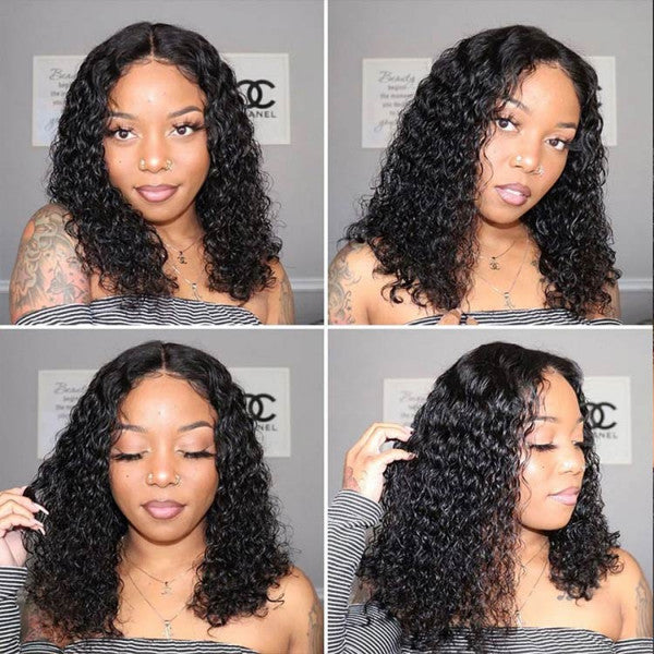 Side Part Water Wave Bob Wig Undetectable Lace Wigs