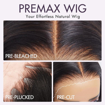 PreMax Wigs  Super Natural Hairline Silky Straight Glueless 13x4 Frontal Lace Wig Human Hair Pre-Cut Lace