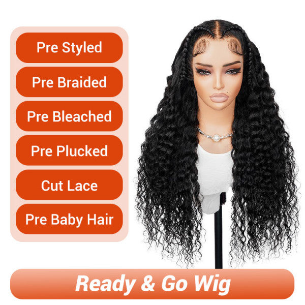 Ready & Go Wigs Loose Deep Braided HD Lace Front Wigs Pre-Everything Glueless Braided Wig Human Hair