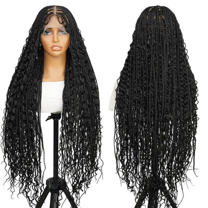 Full Lace Bohemian Box Braided Wigs – Luxurious Synthetic Fiber Beauty