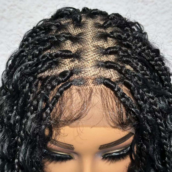 Full Lace Premium Synthetic Fiber Bohemian Box Braided Wigs Wavy